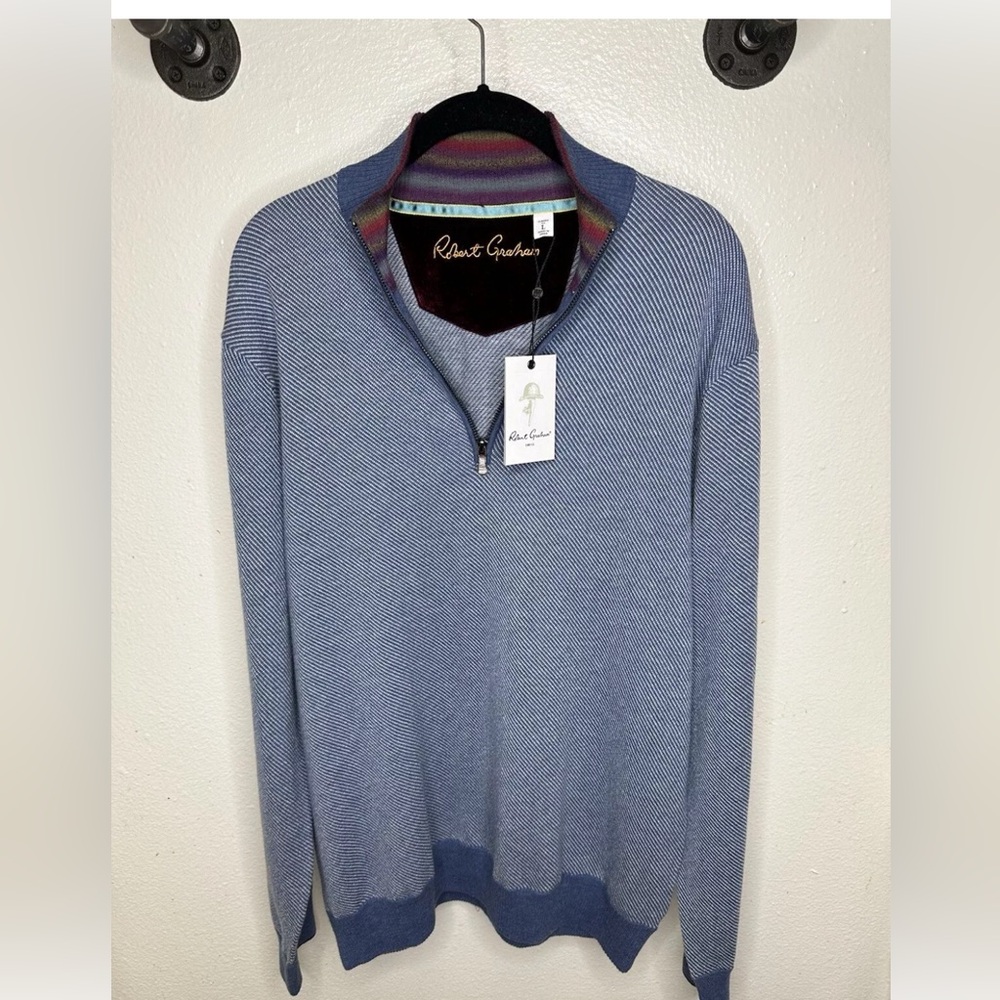 Men’s Robert Graham murano cotton blend 1/4 knit pull over like new Size Large